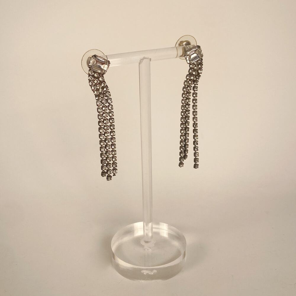 Sparkly Dangly Rhinestone Earrings Vintage 60s